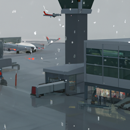 טרמינל שדה תעופה הומה בעיצומה של סופת שלגים